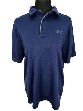 Under Armour Mens Navy HeatGear Polo Shirt Loose Fit Large Lightweight & Breatha